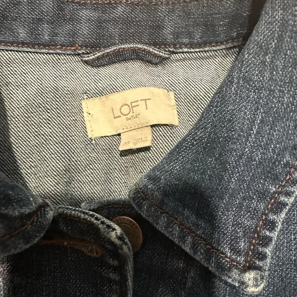 XS.     LOFT Kids Dark Blue Jean Jacket.         BL/RD12 - Picture 2 of 3